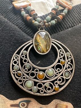 Boho Multicolor Stone Pendant Necklace - Women's Jewelry